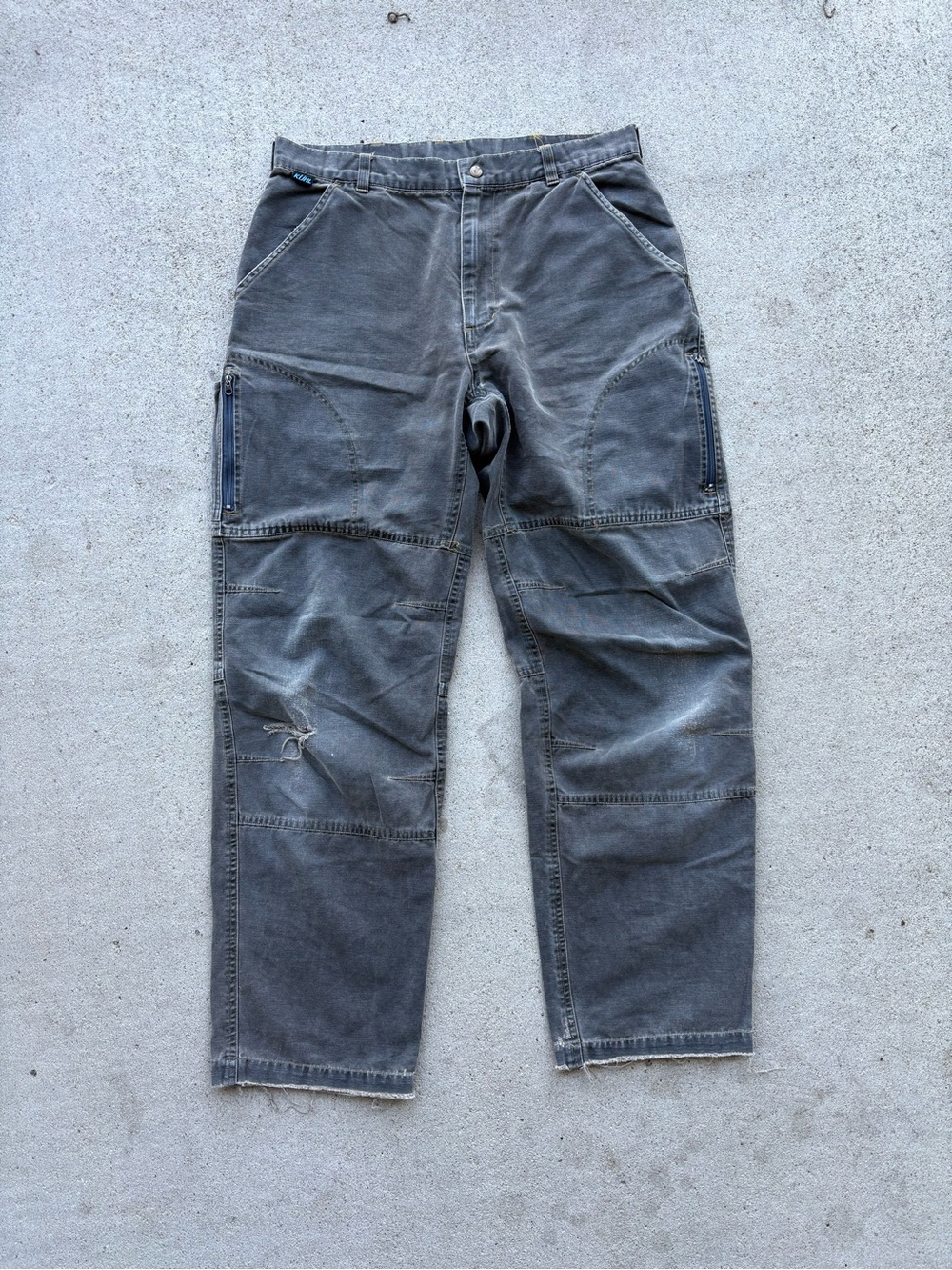 Vintage KUHL Canvas Double Knee Hiking Pants Mens 32x30.5 Faded Charcoal Slate
